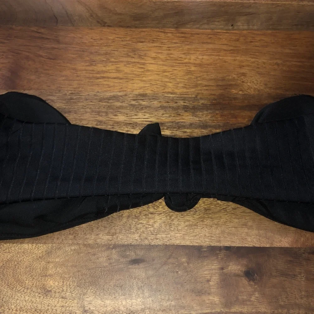 aerie Black Ribbed Knot Front Bandeau Bikini Top